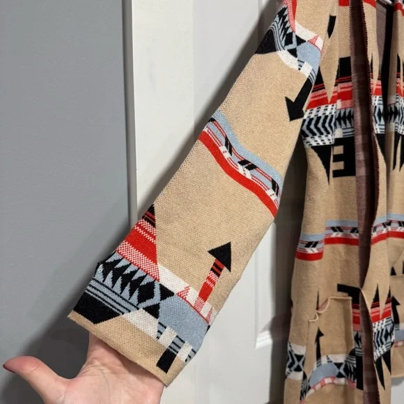 Aztec Patterned Tan Sweater - Picture 3 of 9